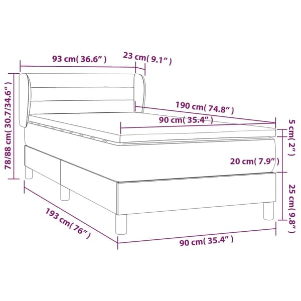 vidaXL Ramsäng med madrass mörkblå 90x190 cm sammet Blå