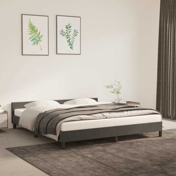 vidaXL Sängram utan madrass mörkgrå 180x200 cm sammet Grå
