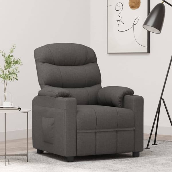 vidaXL Reclinerfåtölj mörkgrå tyg Grå