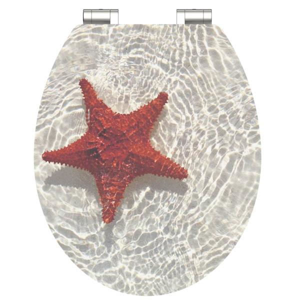 SCHÜTTE Toalettsits högglans med mjuk stängning RED STARFISH MDF multifärg