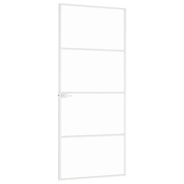 vidaXL Innerdörr 83x201,5 cm härdat glas och aluminium slim Vit
