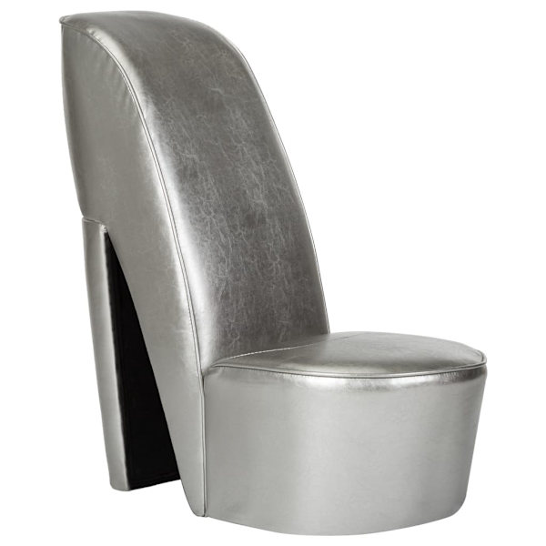vidaXL Stol klacksko silver konstläder Silver