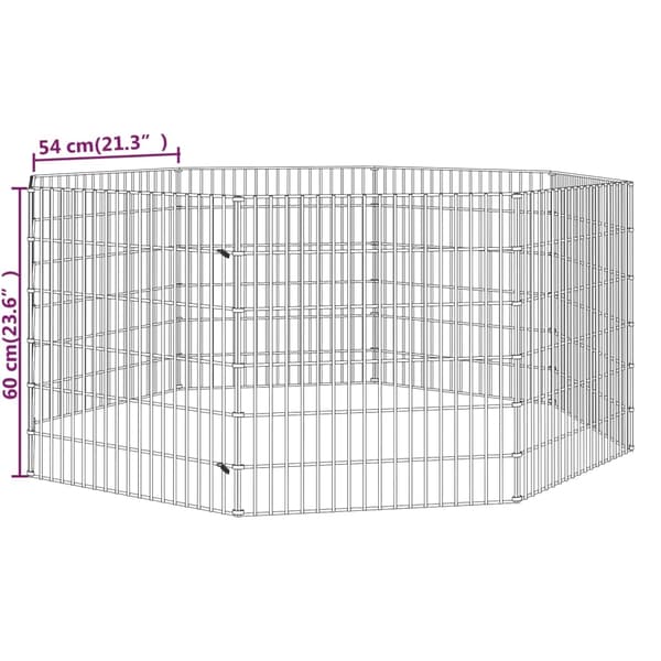vidaXL Husdjursbur 8-panel 54x60 cm galvaniserat järn Silver