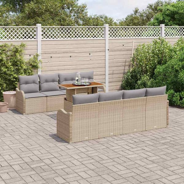 vidaXL Trädgårdsoffset 7 st beige och ljusgrå Beige