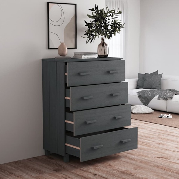 vidaXL Byrå HAMAR mörkgrå 79x40x103,5 cm massiv furu grå