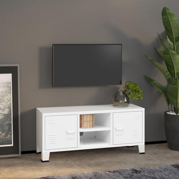 vidaXL Industriell tv-bänk vit 105x35x42 cm metall Vit