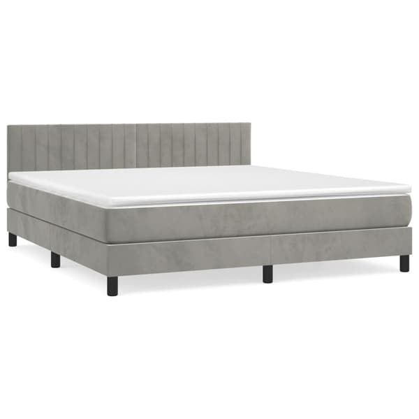 vidaXL Ramsäng med madrass ljusgrå 180x200 cm sammet Grå