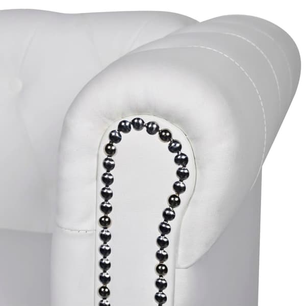 vidaXL Soffa Chesterfield i vit konstläder 3-sitsig Vit