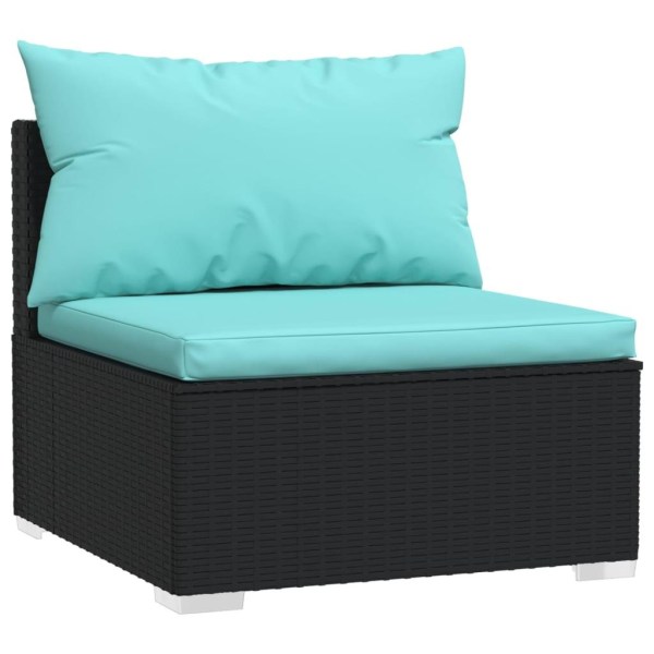 vidaXL Loungegrupp med dynor 8 delar konstrotting svart Svart
