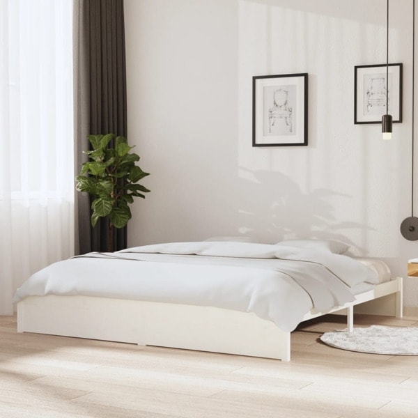vidaXL Sängram vit massivt trä 200x200 cm Vit