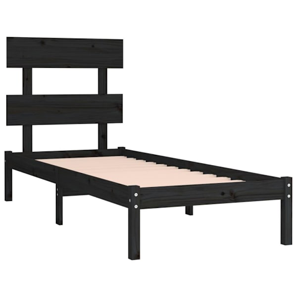 vidaXL Sängram svart massiv furu 75x190 cm Svart