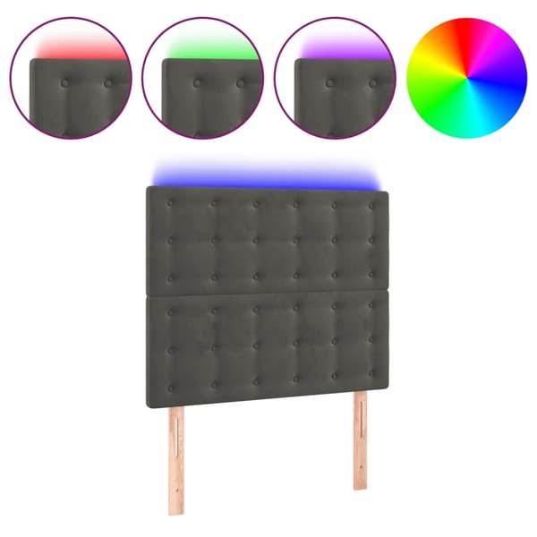 vidaXL Sänggavel LED mörkgrå 80x5x118/128 cm sammet Grå