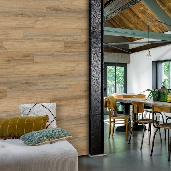 WallArt Väggpaneler träimitation naturlig ek lattebrun Brun