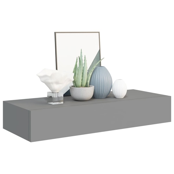 vidaXL Väggmonterad låda grå 60x23,5x10 cm MDF grå