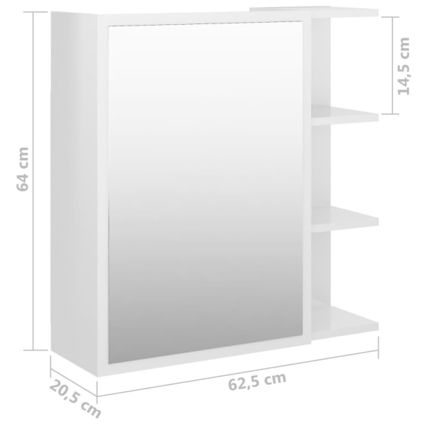 vidaXL Spegelskåp badrum vit högglans 62,5x20,5x64 cm konstruera Vit