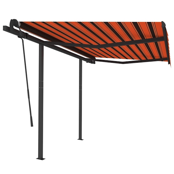 vidaXL Markis med stolpar automatisk infällbar 3,5x2,5 m orange/brun Orange