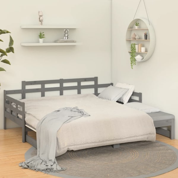 vidaXL Bäddsoffa grå massiv furu 2x(90x200) cm Grå