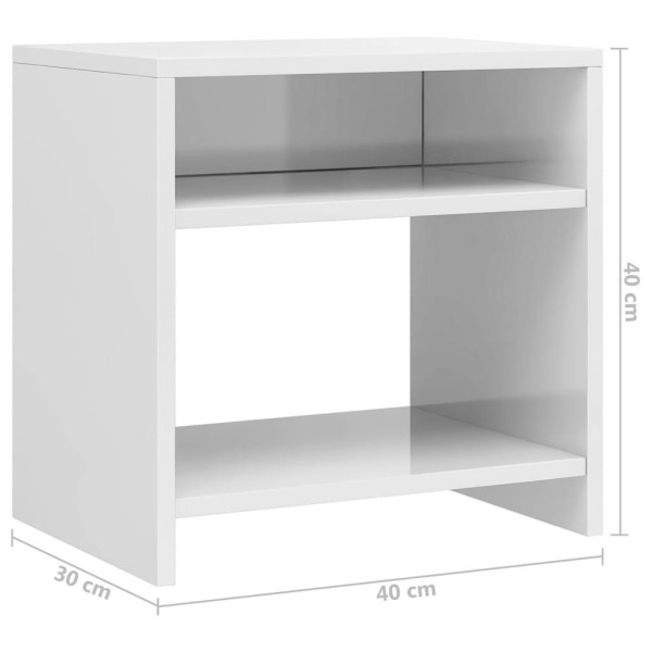 vidaXL Sängbord vit högglans 40x30x40 cm konstruerat trä Vit