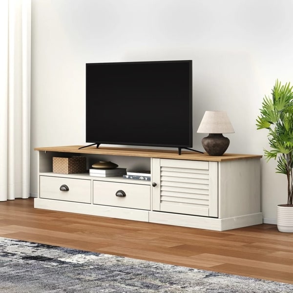 vidaXL Tv-bänk VIGO vit 156x40x40 cm massiv furu Vit