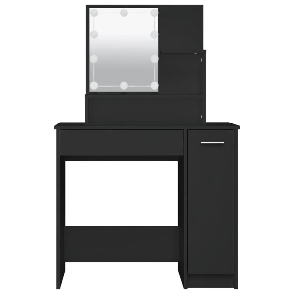vidaXL Sminkbord med LED svart 86,5x35x136 cm Svart