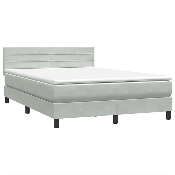 vidaXL Ramsäng med madrass ljusgrå 160x220 cm sammet Grå
