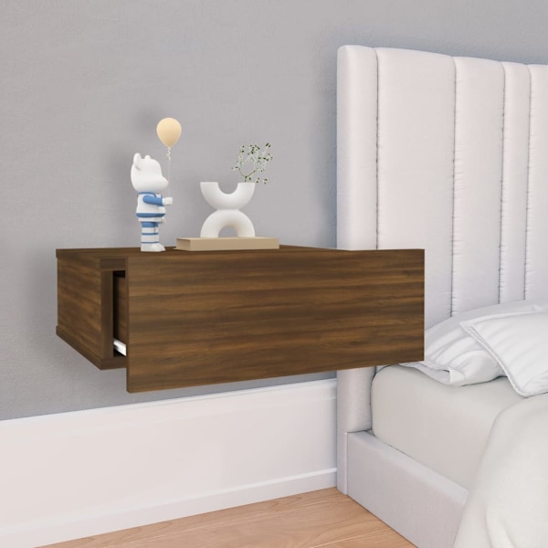vidaXL Svävande sängbord brun ek 40x30x15 cm konstruerat trä Brun