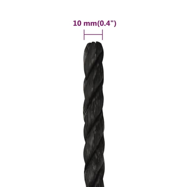 vidaXL Rep svart 10 mm 50 m polypropen art