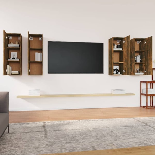 vidaXL Tv-skåp 4 st rökfärgad ek 30,5x30x90 cm konstruerat trä Brun