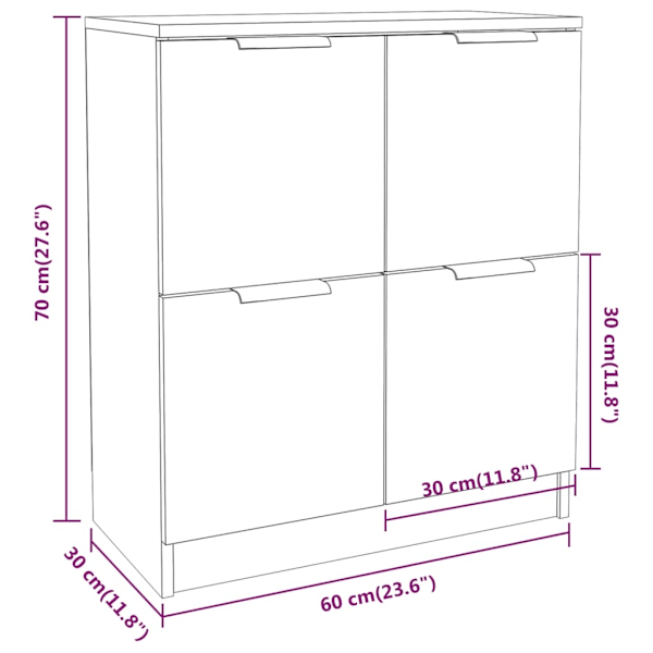 vidaXL Skänk vit 60x30x70 cm konstruerat trä Vit