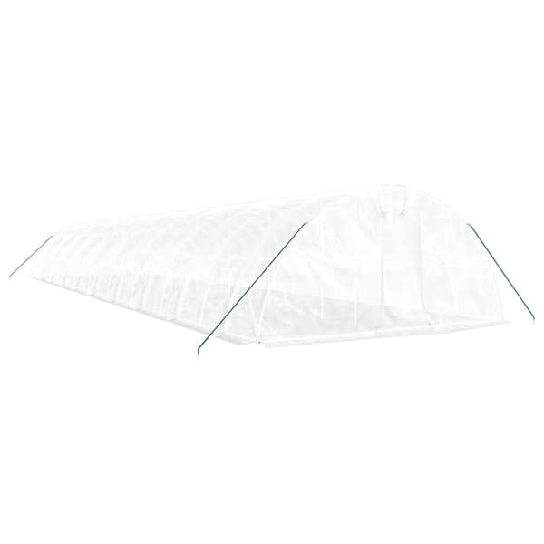 vidaXL Växthus med stålram vit 100 m² 20x5x2,3 m Vit