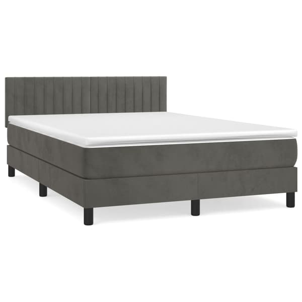 vidaXL Ramsäng med madrass mörkgrå 140x200 cm sammet Grå