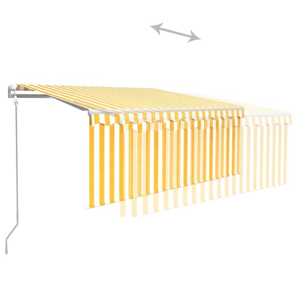 vidaXL Automatiserad markis vindsensor rullgardin LED 3x2,5m gul/vit Gul
