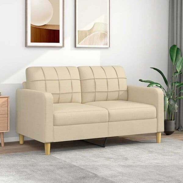 vidaXL 2-sitssoffa gräddvit 140 cm tyg Kräm