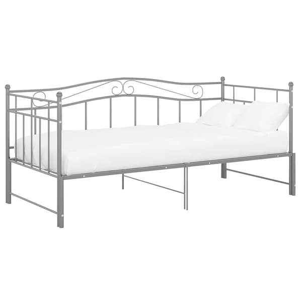 vidaXL Utdragbar sängram bäddsoffa grå metall 90x200 cm grå