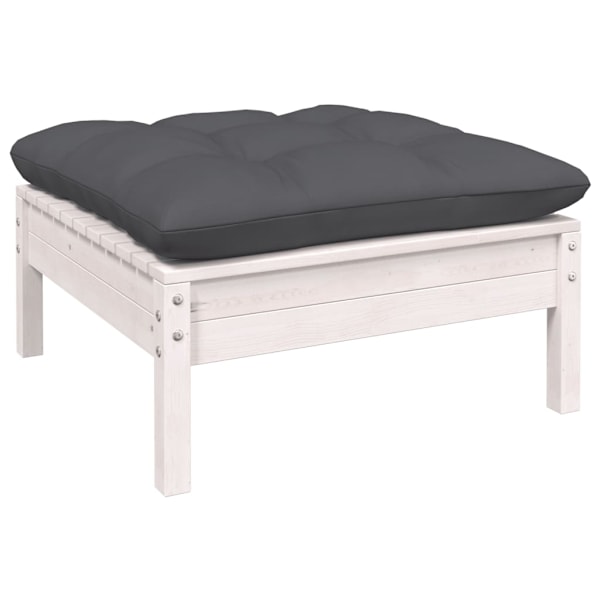 vidaXL Loungegrupp med dynor 7 delar vit massiv furu Vit