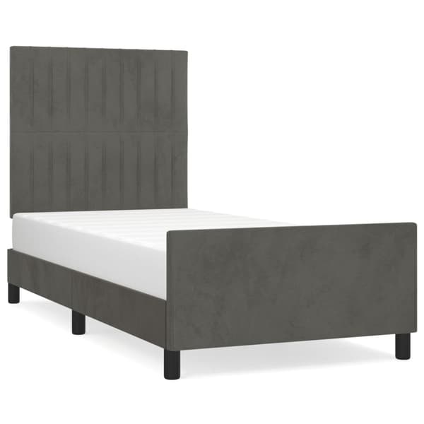 vidaXL Sängram utan madrass mörkgrå 90x200 cm sammet Grå
