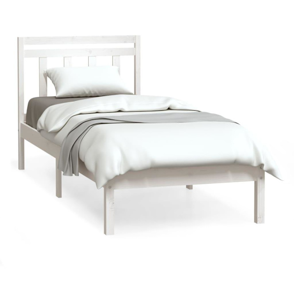 vidaXL Sängram massiv furu 90x190 cm vit Vit