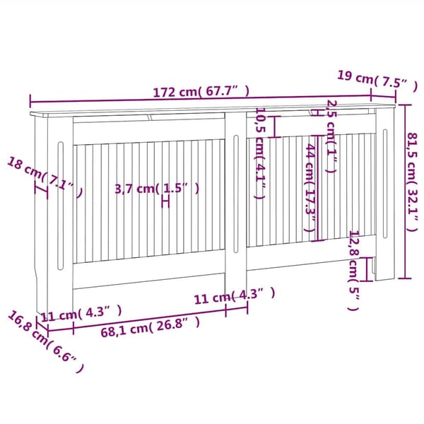 vidaXL Elementskydd svart 172x19x81,5 cm MDF Svart