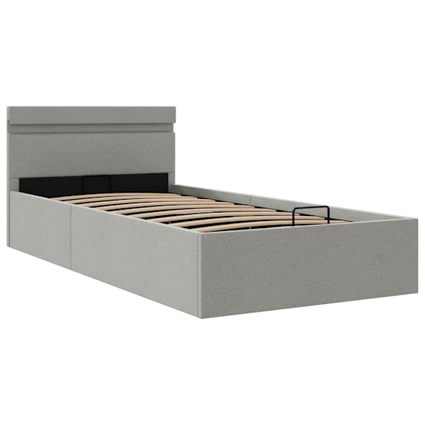 vidaXL Sängram hydraulisk förvaring utan madrass ljusgrå 90x200 cm grå