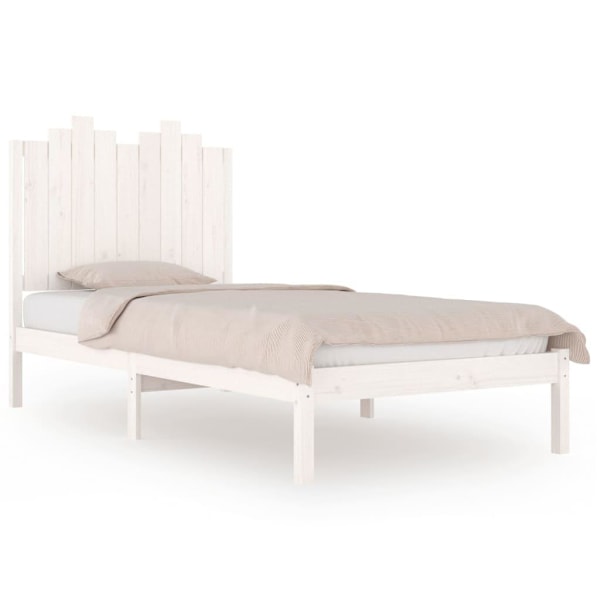 vidaXL Sängram vit massiv furu 100x200 cm enkelsäng Vit