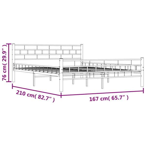 vidaXL Sängram utan madrass med huvudgavel svart 160x200 cm stål Svart