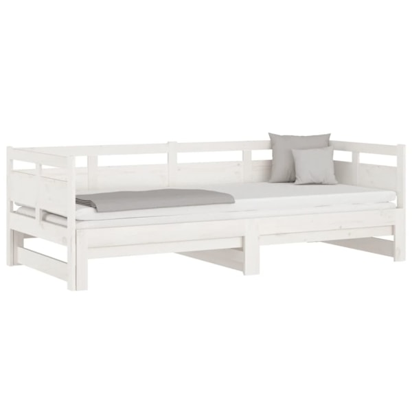 vidaXL Dagbädd utdragbar vit massiv furu 2x(90x200) cm Vit