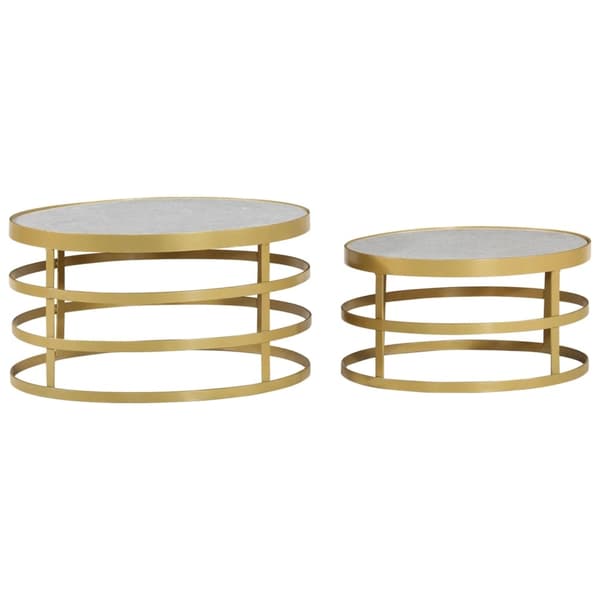 vidaXL Soffbord 2 st marmor mässing och vit Guld