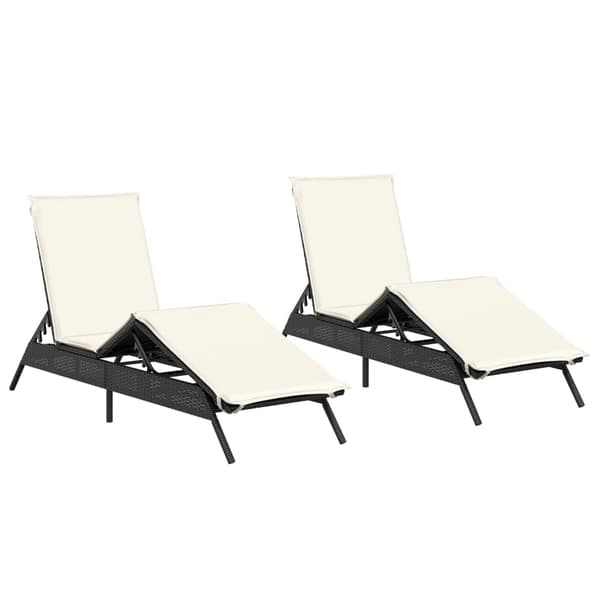 vidaXL Solsängar med dynor 2 st svart konstrotting art