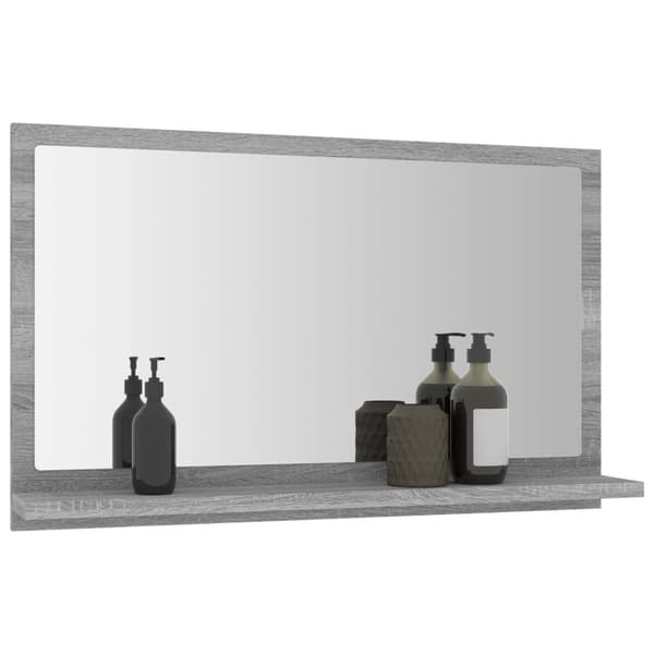 vidaXL Badrumsspegel grå sonoma 60x10,5x37 cm konstruerat trä Grå