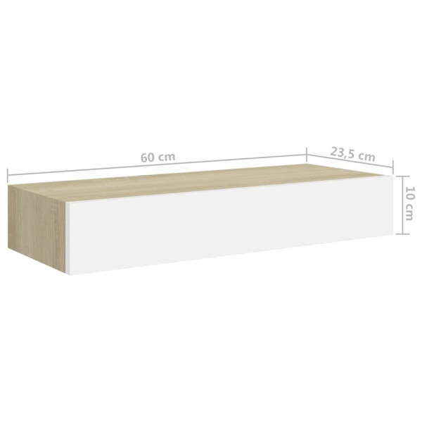 vidaXL Väggmonterad låda ek och vit 60x23,5x10 cm MDF Brun