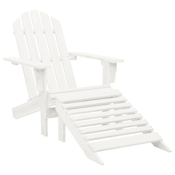 vidaXL Adirondackstol med fotpall och bord massivt granträ vit Vit
