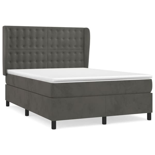 vidaXL Ramsäng med madrass mörkgrå 140x190 cm sammet Grå