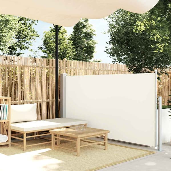 vidaXL Infällbar sidomarkis 100x500 cm gräddvit Creme
