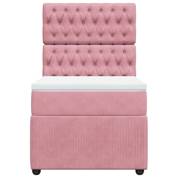 vidaXL Ramsäng med madrass rosa 90x190 cm sammet Rosa